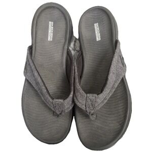Skechers Gray Fabric Strap Flip Flop Goga Mat Sandals Men's 9 Summer Beach Pool